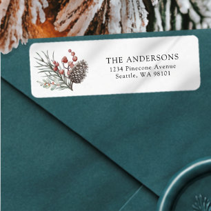 Modern Christmas Return Address Winter Foliage