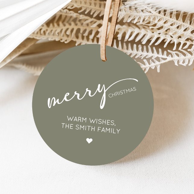 Modern Christmas Round Favour Tags (Modern Merry Christmas Holiday Favor Tags)