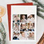 Modern Christmas Rust 9 Photo Collage<br><div class="desc">Modern Christmas photo card featuring "Merry Christmas" displayed at the top of the design in trendy gold foil lettering with a white background. A photo collage of 9 photos is shown below in a grid-style layout. Personalize the multi-photo Christmas card with your family name. The foil card reverses to display...</div>