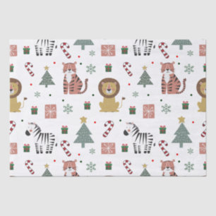 Modern Christmas Safari Animals Tiger Lion Zebra   Tissue Paper