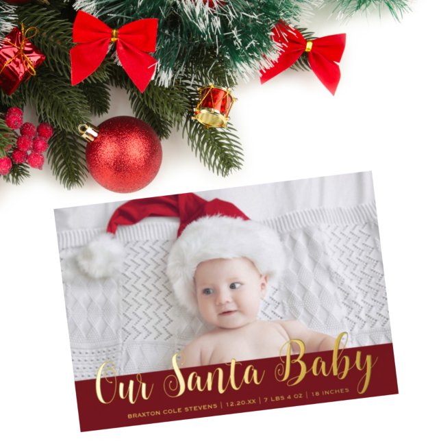 Modern Christmas Santa Baby Birth Announcement (Creator Uploaded)