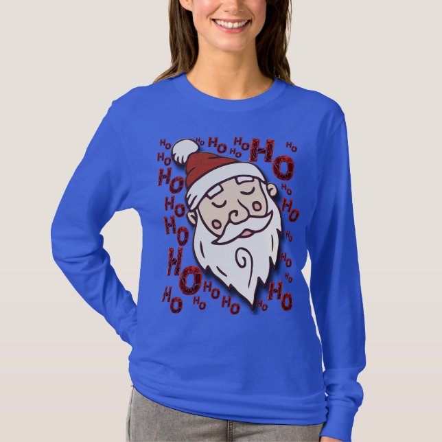 Modern Christmas Santa Ladies Long Sleeve T Shirt (Front)