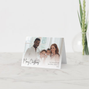 Modern Christmas Script Folded Full Photo Holiday Card