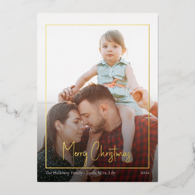 Modern Christmas Script | Framed photo Gold (Front)