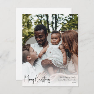 Modern Christmas Script Full Vertical Photo Holiday Card