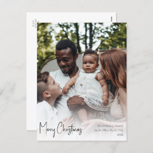 Modern Christmas Script Full Vertical Photo Holiday Postcard