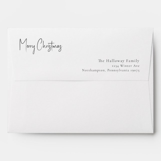 Modern Christmas Script Invitation Envelope (Back (Top Flap))