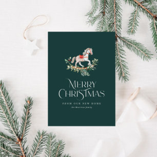 Modern Christmas script moving announcement card