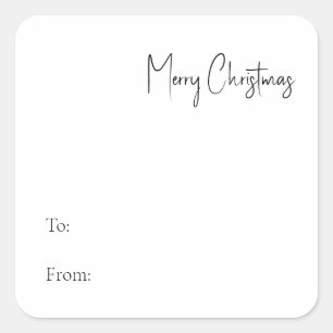 Modern Christmas Script To From Square Sticker