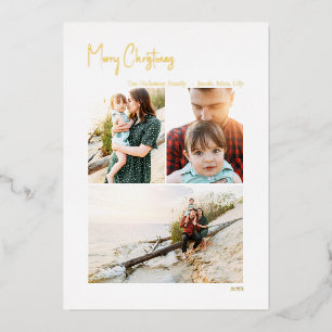 Modern Christmas Script Vertical 3 Photo   Gold Fo