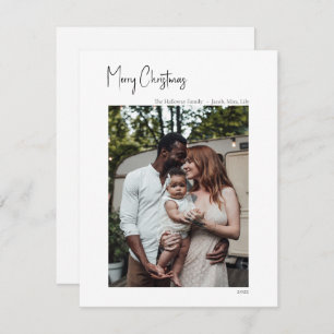 Modern Christmas Script Vertical Single Photo Holiday Card