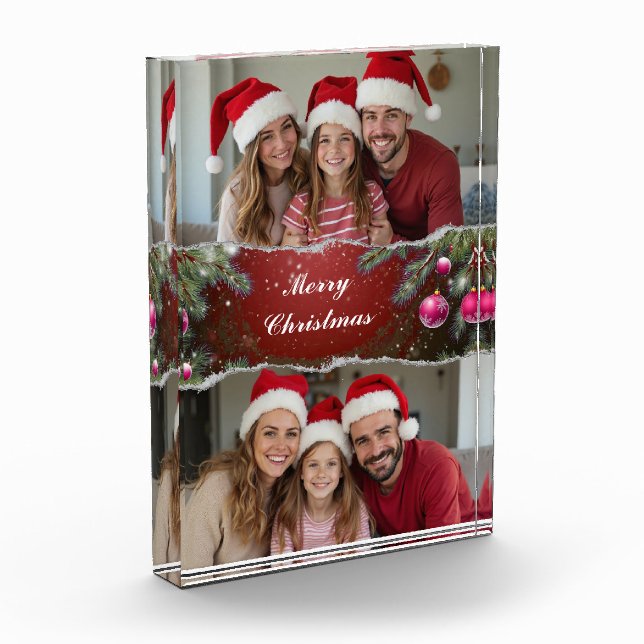 Modern Christmas Script with Family Photo Block (Left)
