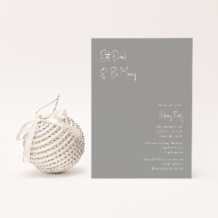 Modern Christmas Silver Eat Drink And Be Merry Invitation