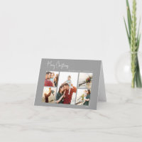 Modern Christmas | Silver Script Folded Five-Photo