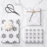 Modern Christmas Silver Stars Wrapping Paper Sheet<br><div class="desc">Modern Christmas Star Wrapping Paper Sheets in silver and white.</div>