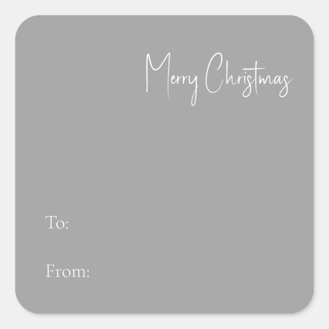 Modern Christmas | Silver To From Square Sticker (Front)