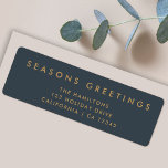 Modern Christmas | Slate Grey and Gold Address<br><div class="desc">Simple, stylish, trendy holiday return address label with modern minimal typography quote "Seasons Greetings" in gold on a slate grey background. The name, address and greeting can be easily customised for a personal touch. A bold, minimalist and contemporary christmas design to stand out from the crowd this holiday season! #christmas...</div>