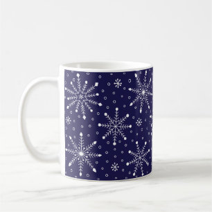 Modern Christmas Snowflake Blue and White Festive Coffee Mug
