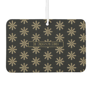 Modern Christmas Snowflakes Pattern Family Name   Car Air Freshener