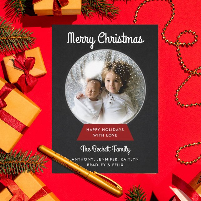 Modern Christmas Snowglobe | Family Photo Holiday Card (Creator Uploaded)