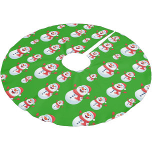 Modern Christmas snowman Xmas tree Pattern Brushed Polyester Tree Skirt