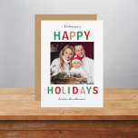 Modern Christmas Stylish Minimalist Family  Holiday Card<br><div class="desc">Simple, stylish custom photo "Happy holidays" christmas card with modern minimalist handwritten script and blod typography and a simple chrip white background , The photo and text can easily be personalised for a design as unique as your special family! The image shown is for illustration purposes only to be replaced...</div>