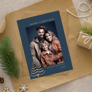 Modern Christmas Stylish Minimalist photo Family Holiday Card