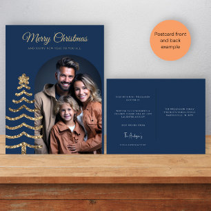 Modern Christmas Stylish Minimalist photo Family  Postcard
