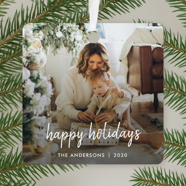 Modern Christmas Stylish Minimalist Script Family Metal Tree Decoration (Creator Uploaded)