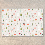 Modern Christmas Symbols Tissue Paper<br><div class="desc">Cute christmas pattern design with hand drawn nature symbols snowmen,  reindeer,  holly,  snow, </div>