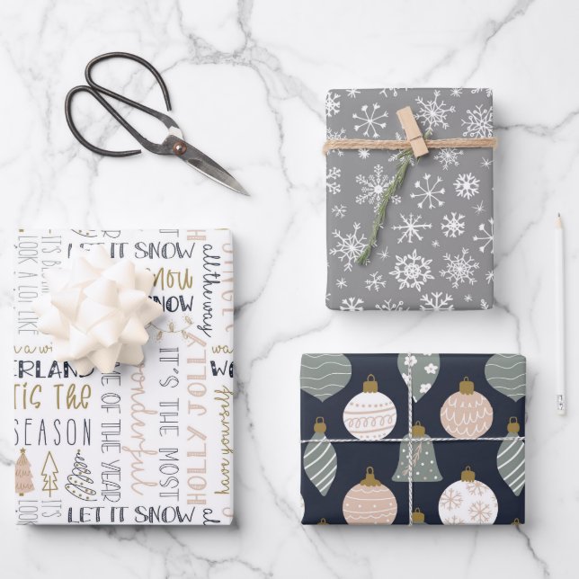 Modern Christmas Time Wrapping Paper (Front)