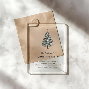 Modern Christmas Tree Acrylic Party Invitations