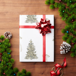 Modern Christmas Tree and cute bow Pattern Wrapping Paper