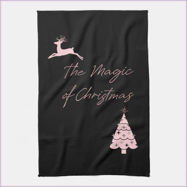 Modern Christmas Tree and Reindeer Tea Towel (Creator Uploaded)