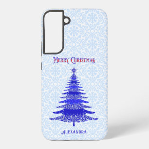 Modern Christmas Tree Blue Personalized Samsung Galaxy Case