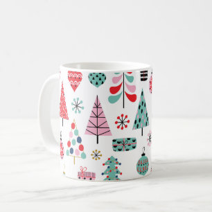 Modern Christmas Tree Cheerful Holiday Pattern Coffee Mug