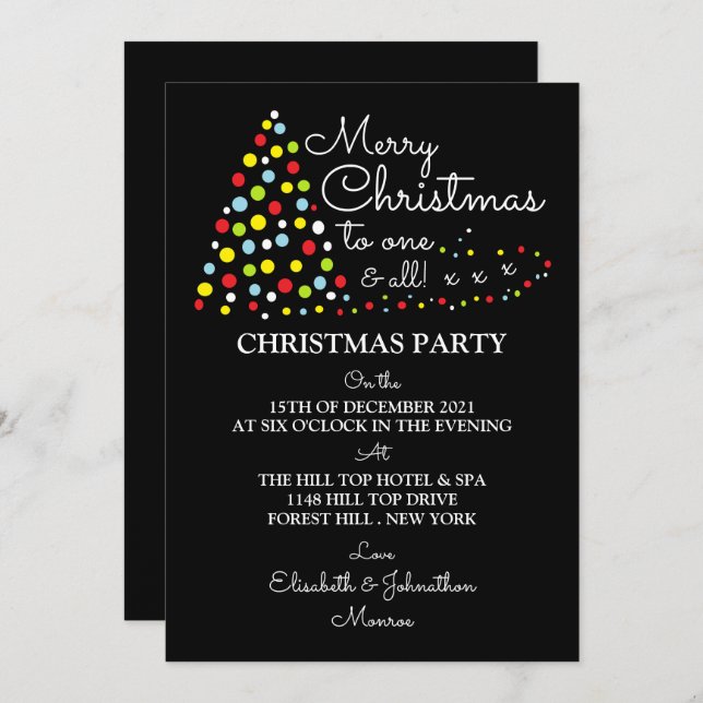 Modern Christmas Tree, Christmas Party Invitation (Front/Back)