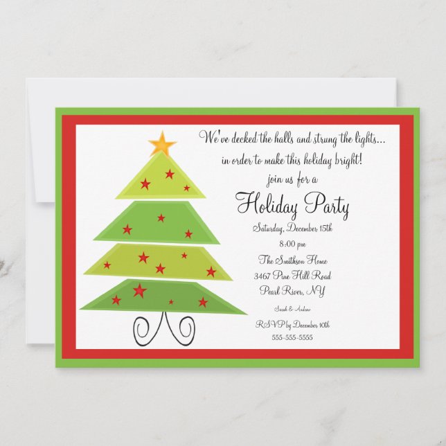 Modern Christmas Tree Christmas Party Invitation (Front)