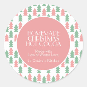 Modern Christmas Tree Cocoa Homemade Mix Pink Classic Round Sticker