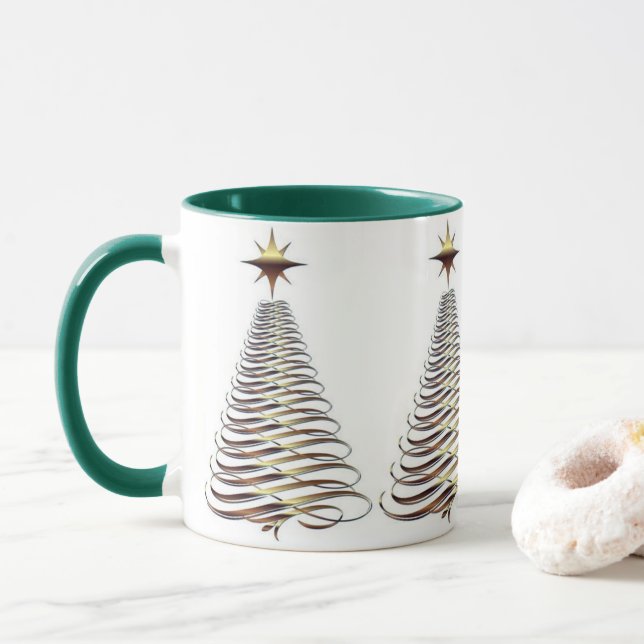 **MODERN CHRISTMAS TREE** FUN CHRISTMAS MUG (With Donut)
