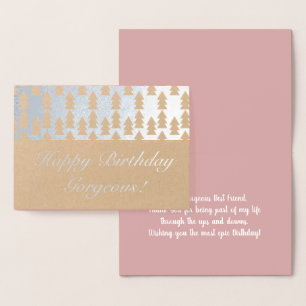 Modern Christmas Tree Geometrical Birthday Foil Card