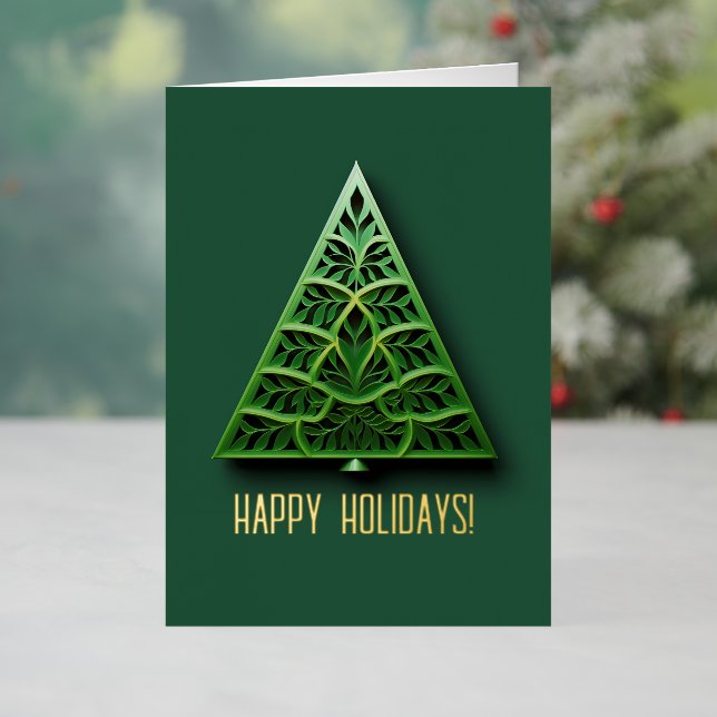 Modern Christmas Tree Gold Foil Greeting Card (Holiday In Situ)