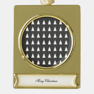 Modern Christmas Tree Gold Plated Banner Ornament