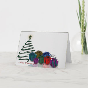 Modern Christmas Tree Graphic w/ Bright Presents Holiday Card