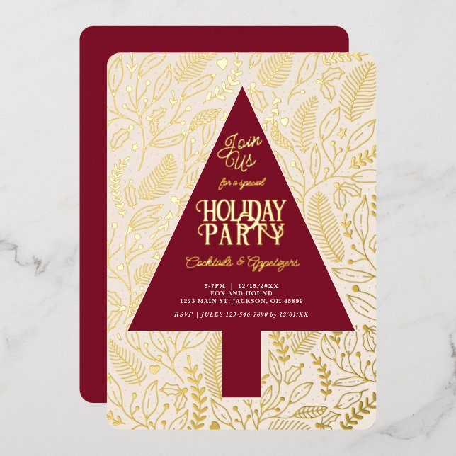 Modern Christmas Tree Holiday Party Invitation (Front/Back)