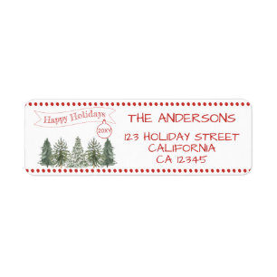 Modern Christmas Tree Holiday Return Address