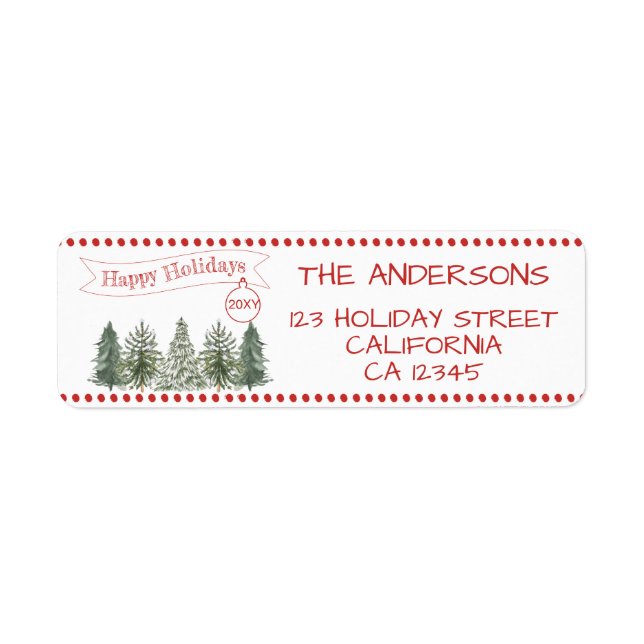 Modern Christmas Tree Holiday Return Address (Front)