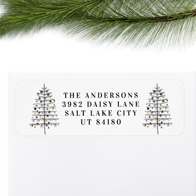 Modern Christmas Tree Holiday Return Address Label (Creator Uploaded)