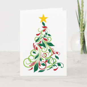 Modern Christmas tree Illustration Holiday Card