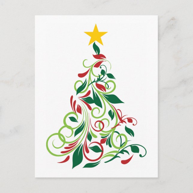 Modern Christmas tree Illustration Holiday Postcard (Front)